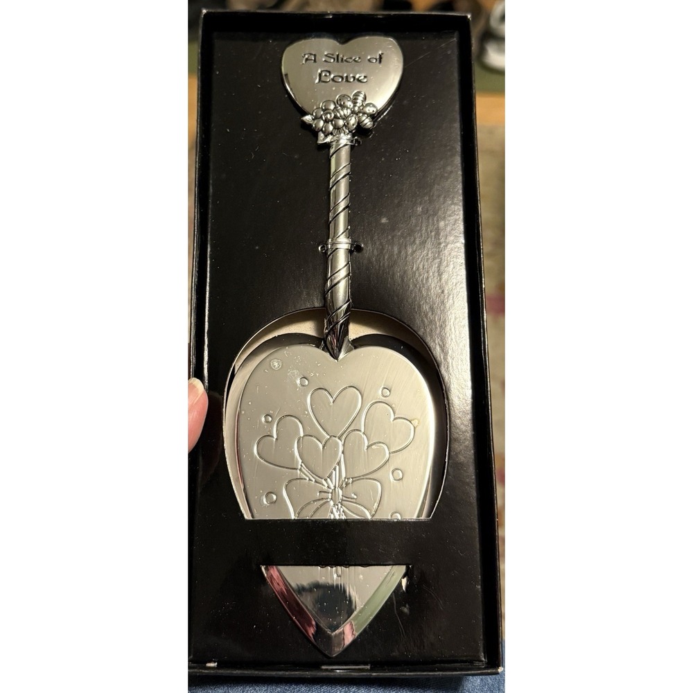 Heart Cake Server "A Slice of Love" New In Box Heart Shaped Cake Server
